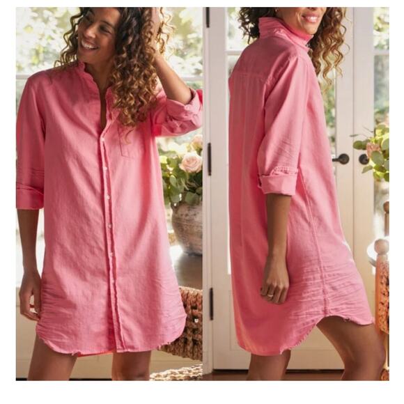 Frank & Eileen Mary Classic Shirtdress Sunset Pink Cotton Size Small Mini - Picture 1 of 13